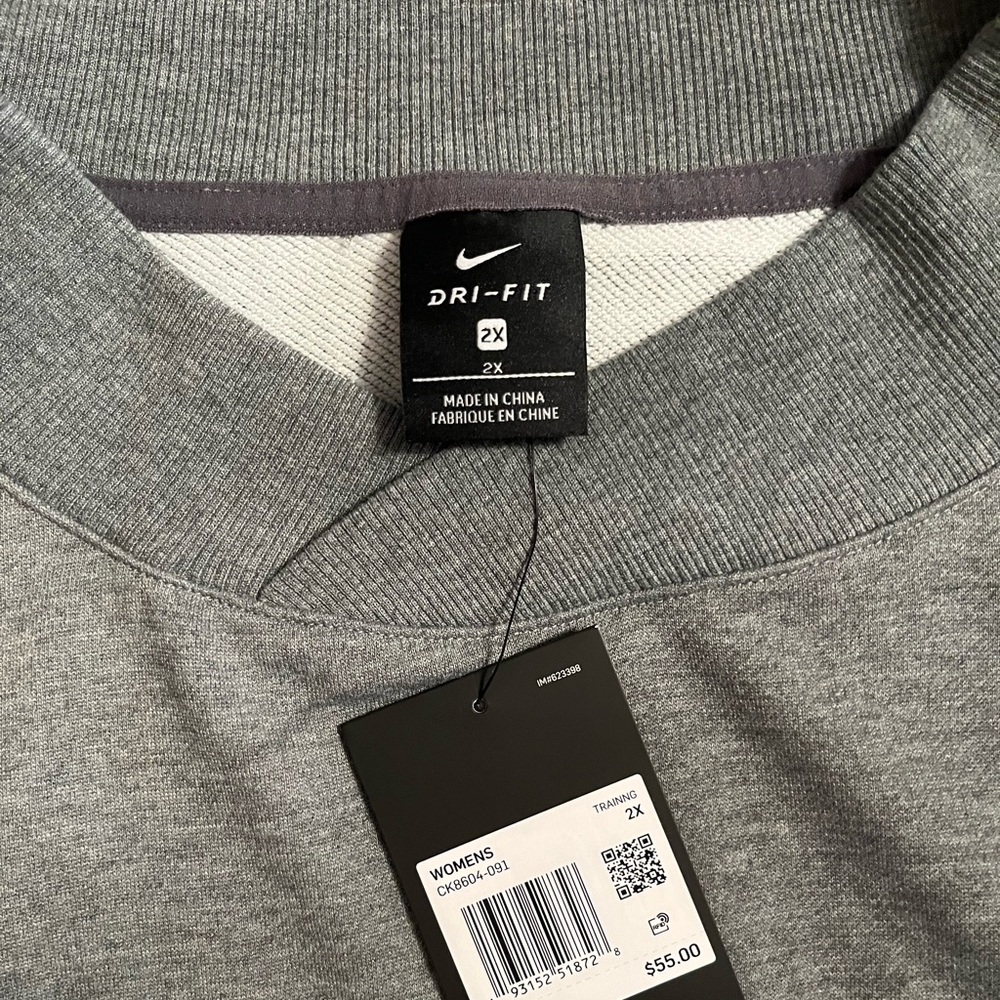 Nike - Womens - Dri-Fit Fleece Training Top - Gray - XXL - NWT - Picture 3 of 5